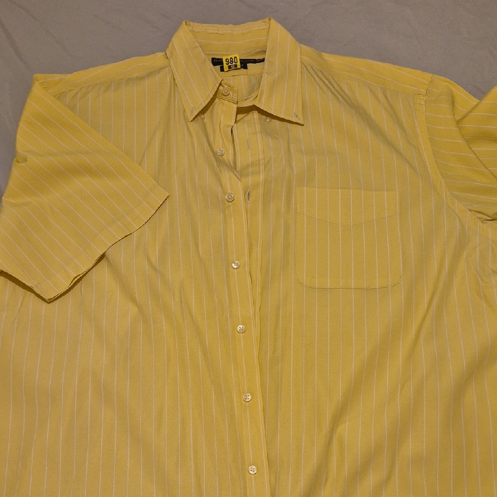 Ralph Lauren Men's Yellow Striped Button Down Shirt